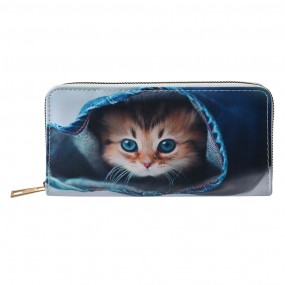 2JZWA0200 Brieftasche 19x10 cm Blau Kunststoff Katze und Hund Rechteck