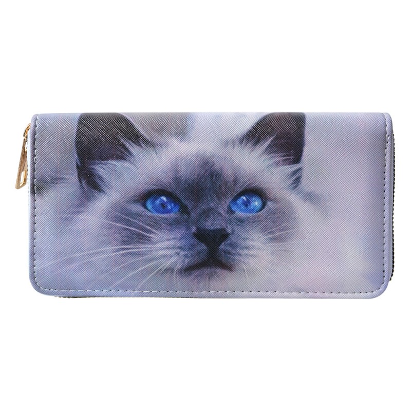 JZWA0201 Brieftasche 19x10 cm Grau Kunststoff Katze Rechteck