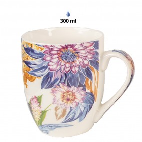 26CEMS0046 Mug set de 4 300 ml Bleu Porcelaine Fleurs