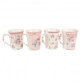 26CEMS0047 Mug set de 4 300 ml Rose Porcelaine Fleurs