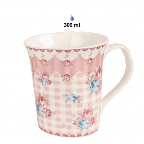 26CEMS0047 Mok Set van 4  300 ml Roze Porselein Bloemen