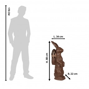25PR0129 Statuetta Coniglio 88 cm Marrone Poliresina Decorazione di Pasqua