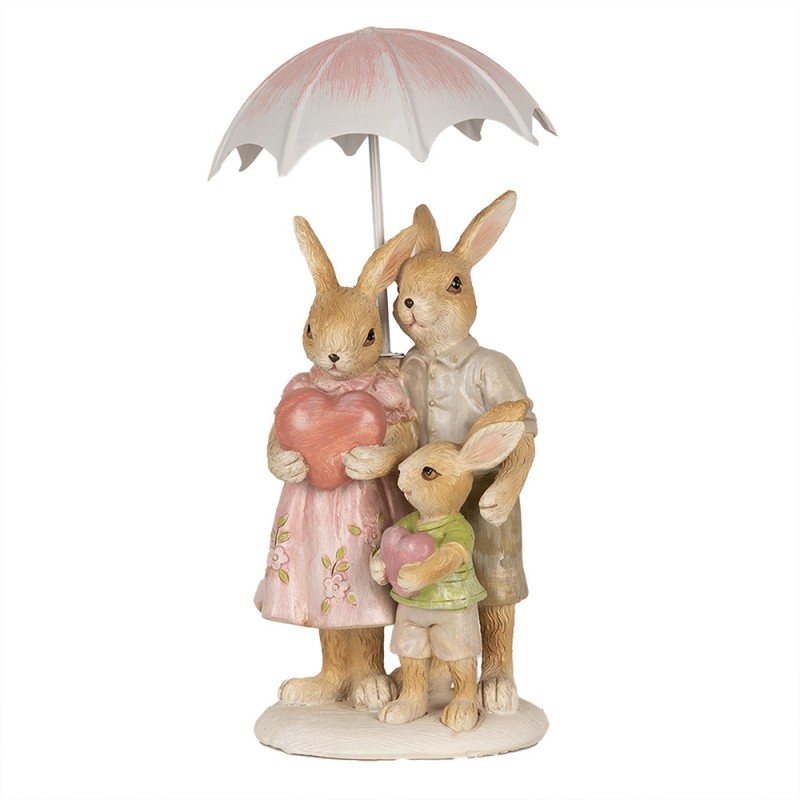 6PR4106 Figurine Rabbit 15 cm Brown Pink Polyresin Easter Decoration