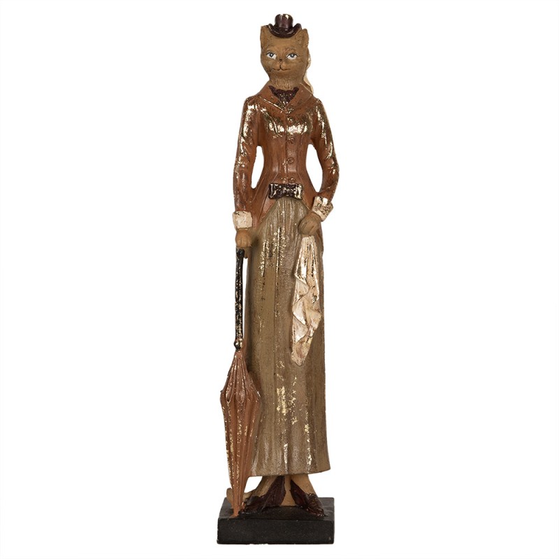 6PR4109 Figurine Cat 30 cm Brown Polyresin Decorative Figurine