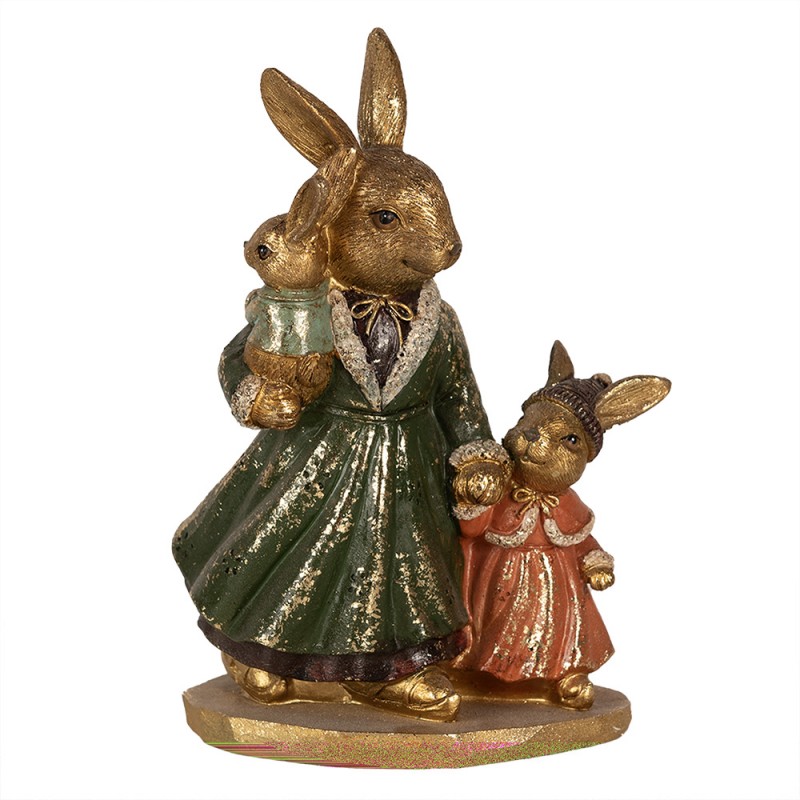 6PR4113 Statuetta Coniglio 19 cm Color oro Poliresina Decorazione di Pasqua