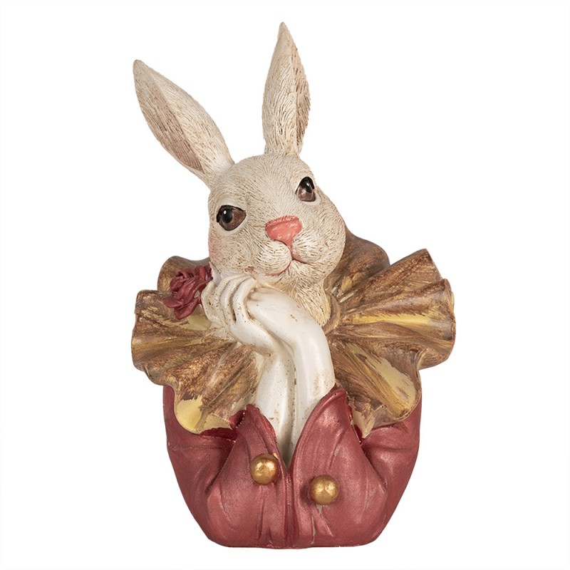 6PR4115 Figurine Rabbit 17 cm Beige Pink Polyresin Easter Decoration