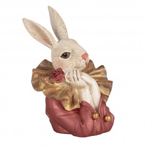 26PR4115 Statuetta Coniglio 17 cm Beige Rosa  Poliresina Decorazione di Pasqua