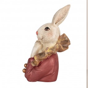 26PR4115 Figur Kaninchen 17 cm Beige Rosa Polyresin Osterdekoration