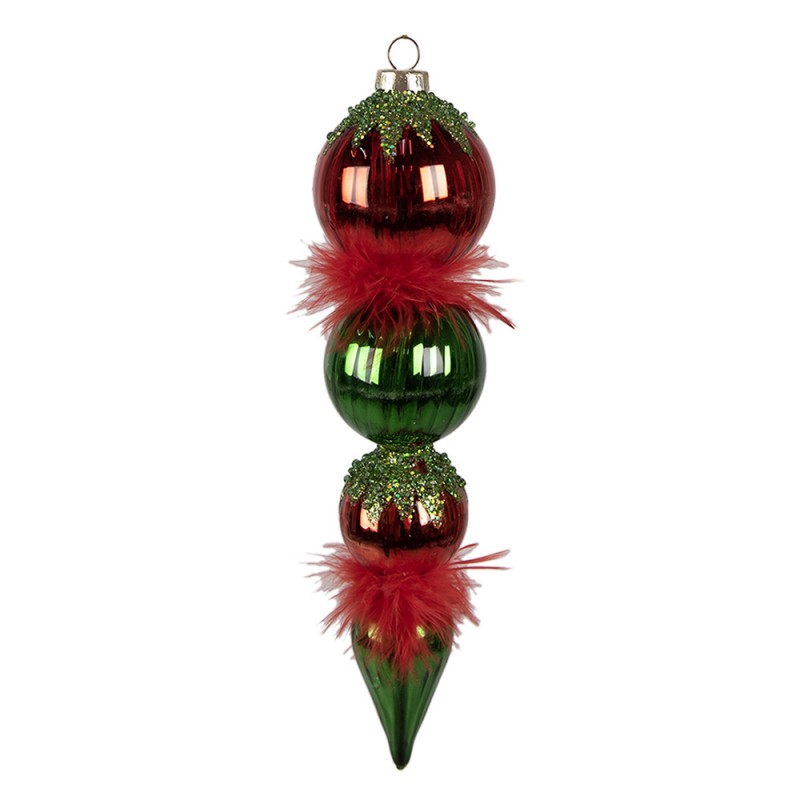 6GL4331 Christmas Bauble 23 cm Red Green Glass Christmas Tree Decorations