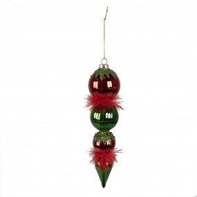 26GL4331 Christmas Bauble 23 cm Red Green Glass Christmas Tree Decorations