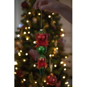 26GL4331 Christmas Bauble 23 cm Red Green Glass Christmas Tree Decorations