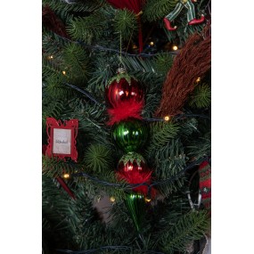 26GL4331 Palla di natale 23 cm Rosso Verde  Vetro Decorazioni Albero Natale