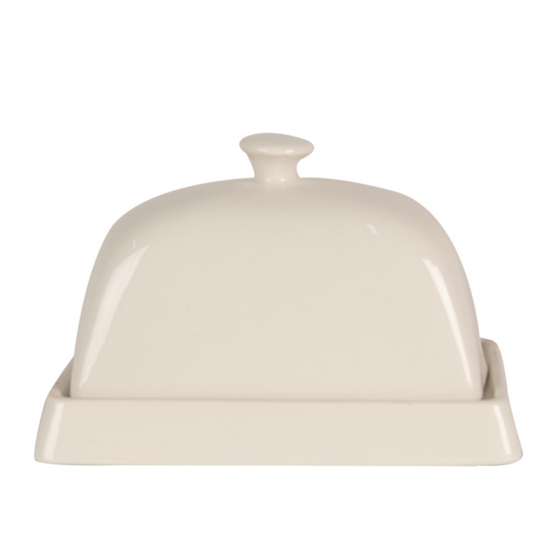 6CE1728 Butter Dish 16x10x9 cm White Ceramic