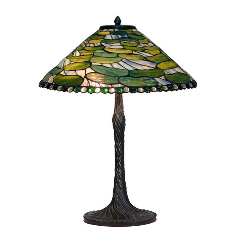 5LL-6352 Lampada da tavolo Tiffany Ø 51x75 cm Verde Vetro Lampada da scrivania Tiffany