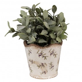 26CE1672S Planter Ø 13x12 cm Beige Blue Ceramic Olives Indoor Planter