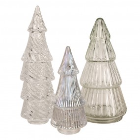 26GL4395 Glass Jar Christmas Trees Ø 7x24 cm Transparent Glass Storage Jar Lid