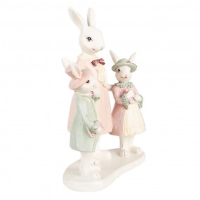 26PR4995 Figurine Rabbit 21 cm White Pink Polyresin