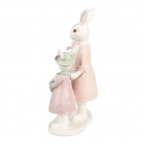 26PR4995 Figur Kaninchen 21 cm Weiß Rosa Polyresin