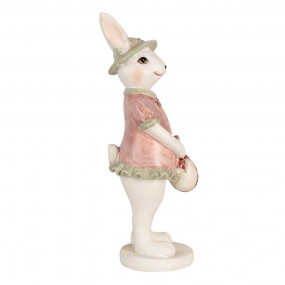 26PR4997 Figurine Rabbit 15 cm White Pink Polyresin