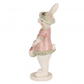 26PR4997 Figur Kaninchen 15 cm Weiß Rosa Polyresin