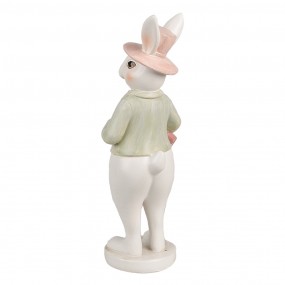 26PR4998 Figurine Rabbit 26 cm White Green Polyresin