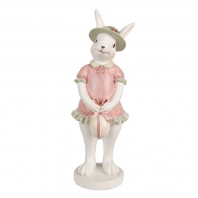 26PR4999 Figur Kaninchen 26 cm Weiß Rosa Polyresin