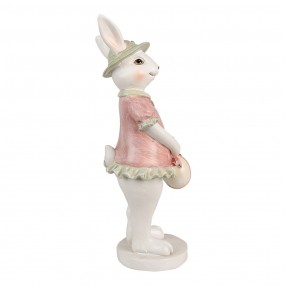 26PR4999 Figur Kaninchen 26 cm Weiß Rosa Polyresin