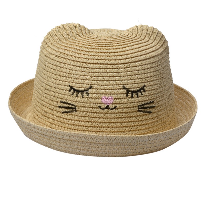 JZCHA0013BE Cappello per bambini Beige Paglia di carta Gatto
