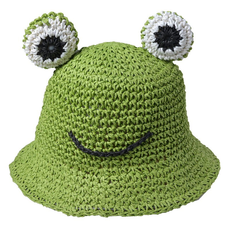 JZCHA0018 Cappello per bambini 52 cm Verde Paglia di carta Rana