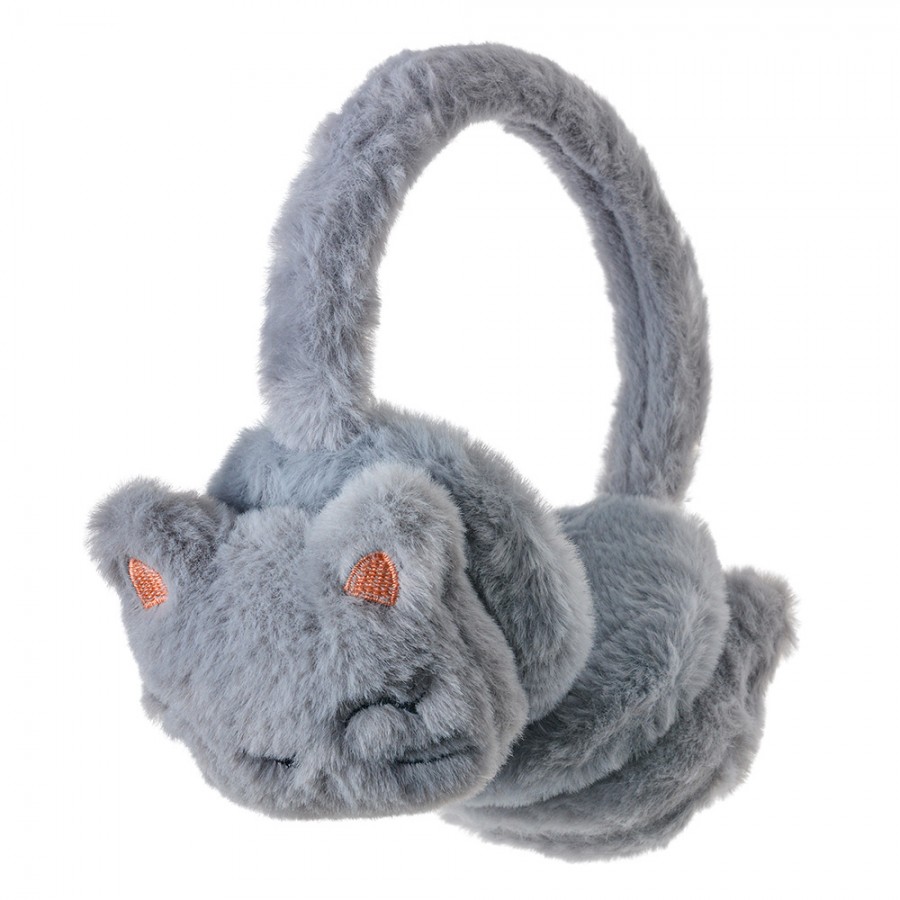 JZCEW0009G Kids' Ear Warmers one size Grey Plush Cat