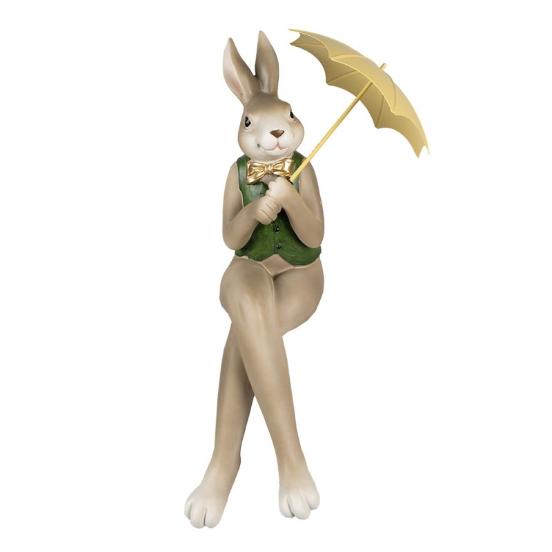 6PR4020 Figurine Rabbit 43 cm Brown Green Polyresin Easter Decoration