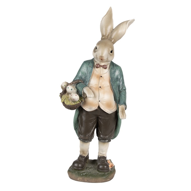 6PR4023 Figurine Rabbit 38 cm Brown Green Polyresin Easter Decoration