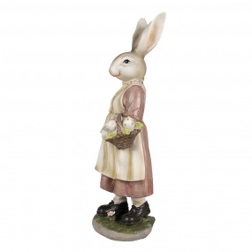 26PR4024 Statuetta Coniglio 38 cm Marrone Rosa  Poliresina Decorazione di Pasqua