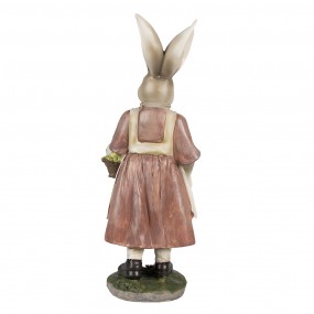 26PR4024 Statuetta Coniglio 38 cm Marrone Rosa  Poliresina Decorazione di Pasqua
