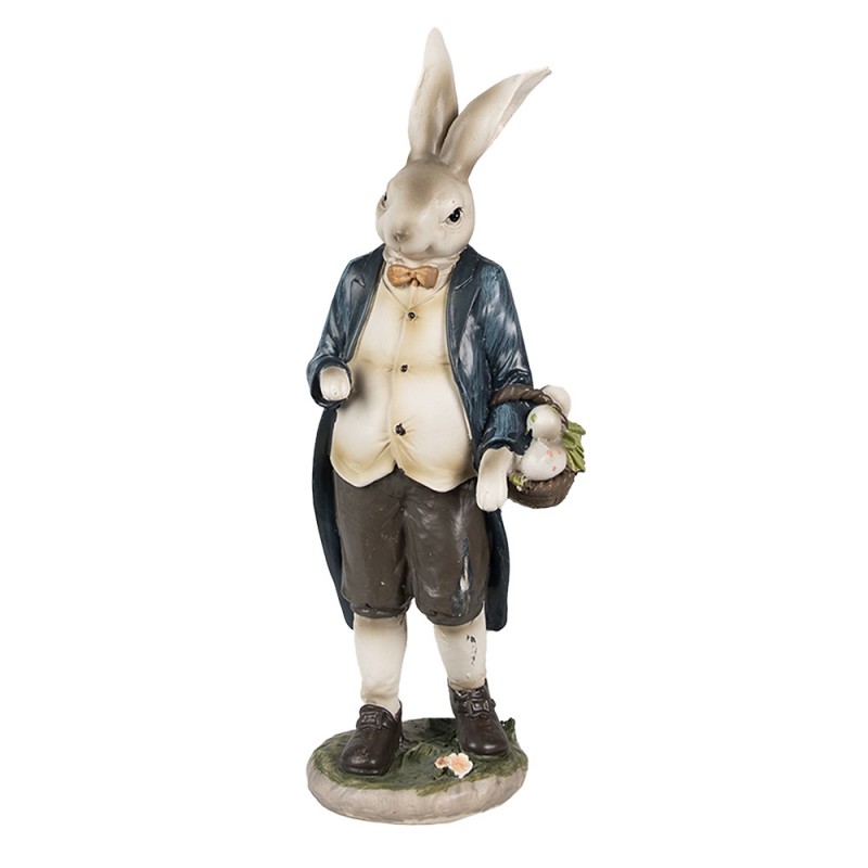6PR4027 Figurine Rabbit 25 cm Brown Blue Polyresin Easter Decoration