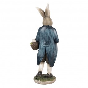 26PR4027 Statuetta Coniglio 25 cm Marrone Blu  Poliresina Decorazione di Pasqua