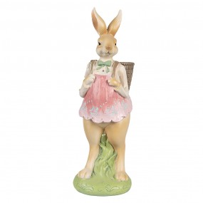 26PR4032 Figurine Rabbit 31 cm Brown Pink Polyresin Easter Decoration