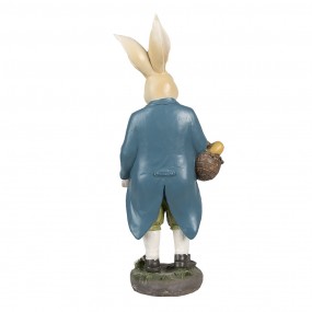 26PR4033 Statuetta Coniglio 38 cm Marrone Blu  Poliresina Decorazione di Pasqua