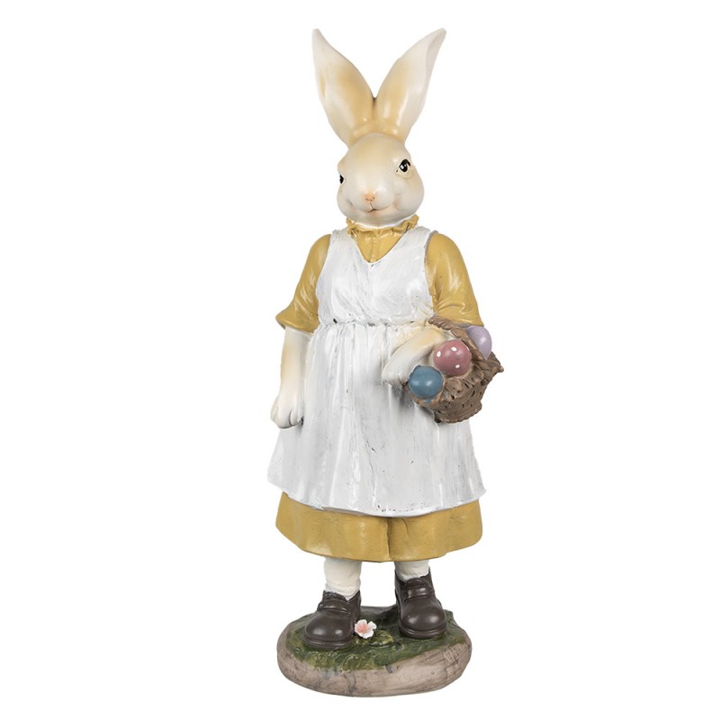 6PR4034 Statuetta Coniglio 38 cm Beige Giallo Poliresina Decorazione di Pasqua