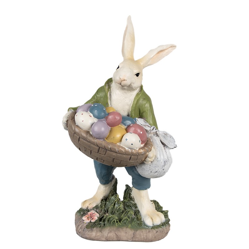 6PR4035 Figurine Rabbit 32 cm Beige Green Polyresin Easter Decoration