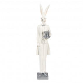26PR4036 Statuetta Coniglio 32 cm Bianco Color argento Poliresina Decorazione di Pasqua