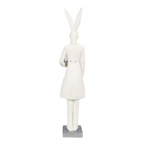 26PR4036 Figur Kaninchen 32 cm Weiß Silberfarbig Polyresin Osterdekoration