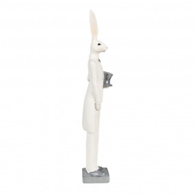 26PR4036 Figur Kaninchen 32 cm Weiß Silberfarbig Polyresin Osterdekoration