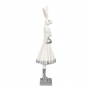 26PR4037 Figur Kaninchen 32 cm Weiß Silberfarbig Polyresin Osterdekoration
