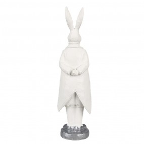 26PR4038 Figurine Rabbit 30 cm White Silver colored Polyresin Easter Decoration