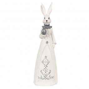 26PR4039 Figur Kaninchen 30 cm Weiß Silberfarbig Polyresin Osterdekoration