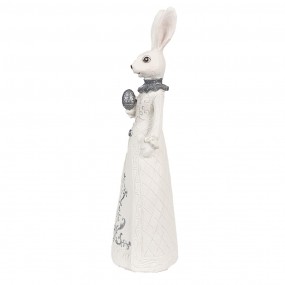 26PR4039 Figur Kaninchen 30 cm Weiß Silberfarbig Polyresin Osterdekoration