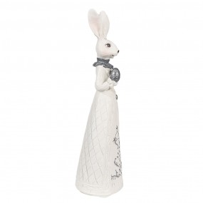26PR4039 Statuetta Coniglio 30 cm Bianco Color argento Poliresina Decorazione di Pasqua
