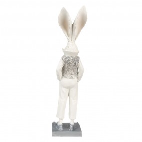 26PR4047 Statuetta Coniglio 36 cm Bianco Color argento Poliresina Decorazione di Pasqua
