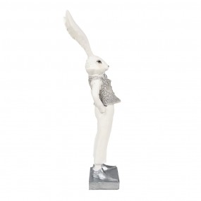 26PR4047 Figur Kaninchen 36 cm Weiß Silberfarbig Polyresin Osterdekoration